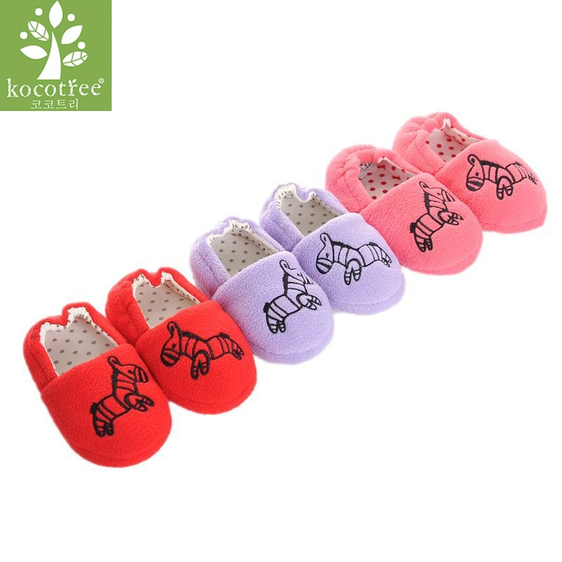 

Kocotree Baby Boy Girl Winter Warm Home Shoes Newborn Soft Sole Anti-slip Slippers Cute Zebra Cotton Kid Slipper 12-16 cm