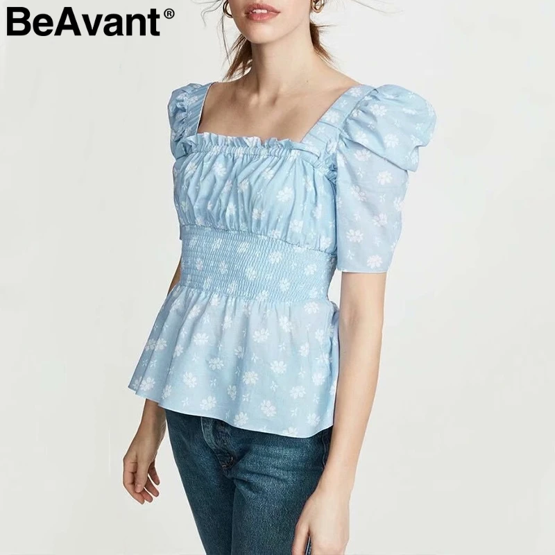 BeAvant/Винтажные эластичные женские топы с высокой талией и цветочным принтом