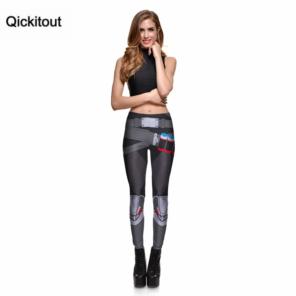 Qickitout леггинсы модные сексуальные женские пояса пули черные машинные с цифровой