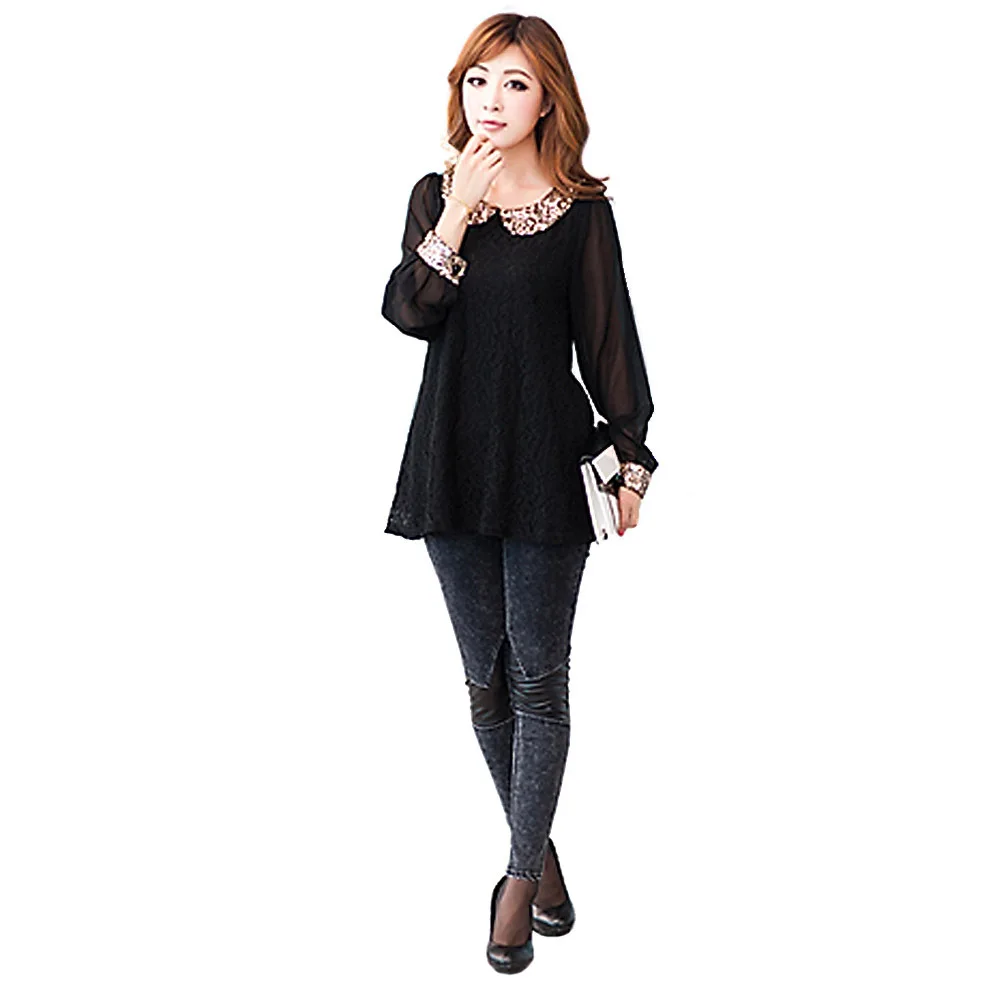 Новинка 2019 модная Свободная шифоновая блузка с длинным рукавом и кукольным