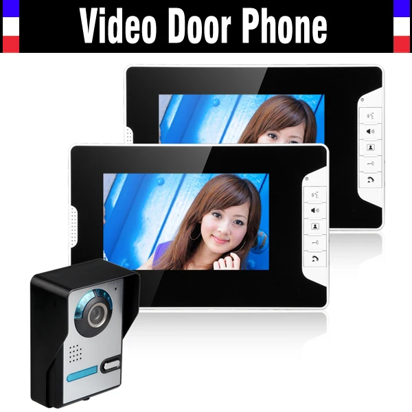 

7 Inch Video Door Phone Intercom Doorbell System Video Doorphone Kit IR Night Vision Outdoor Camera 2-LCD monitor for Villa