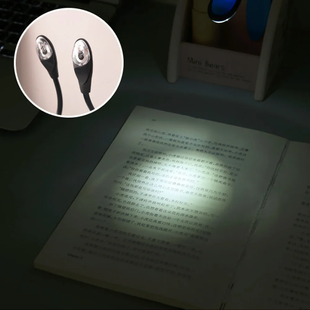 1 шт. Мини Гибкий Clip-On Яркий свет книга ноутбука Белый светодио дный Книга