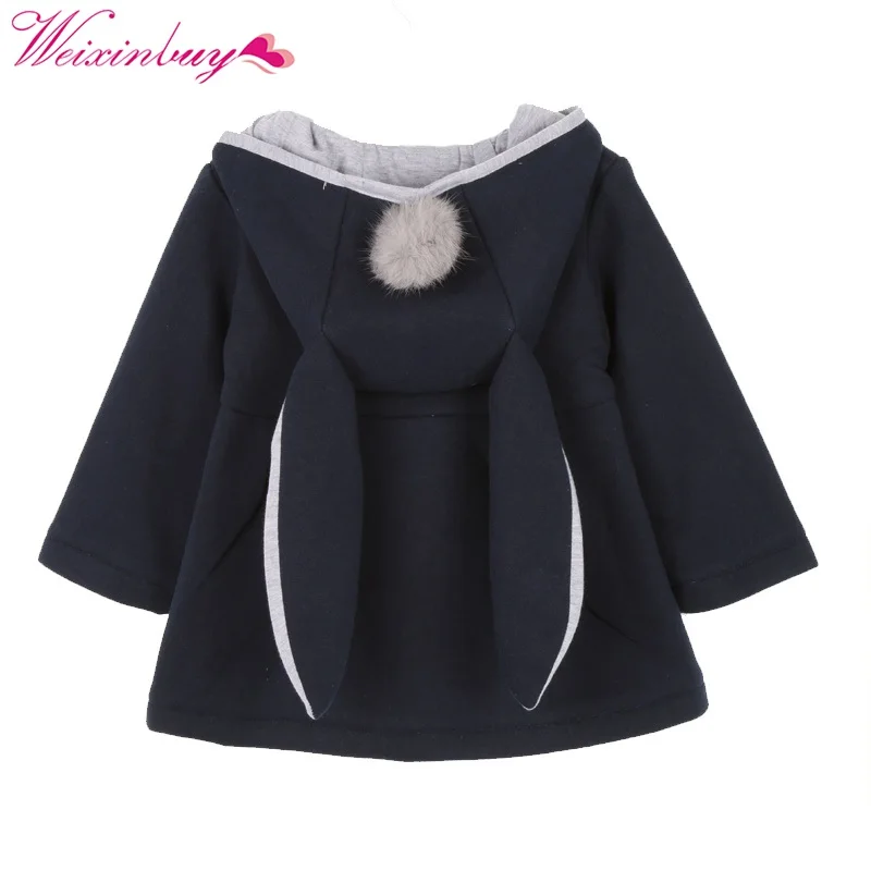 WEIXINBUY Rabbit Ear Hooded Girls Coat Spring Top Autumn Winter Warm Kids Jacket Outerwear Children Clothing Baby Tops | Детская одежда