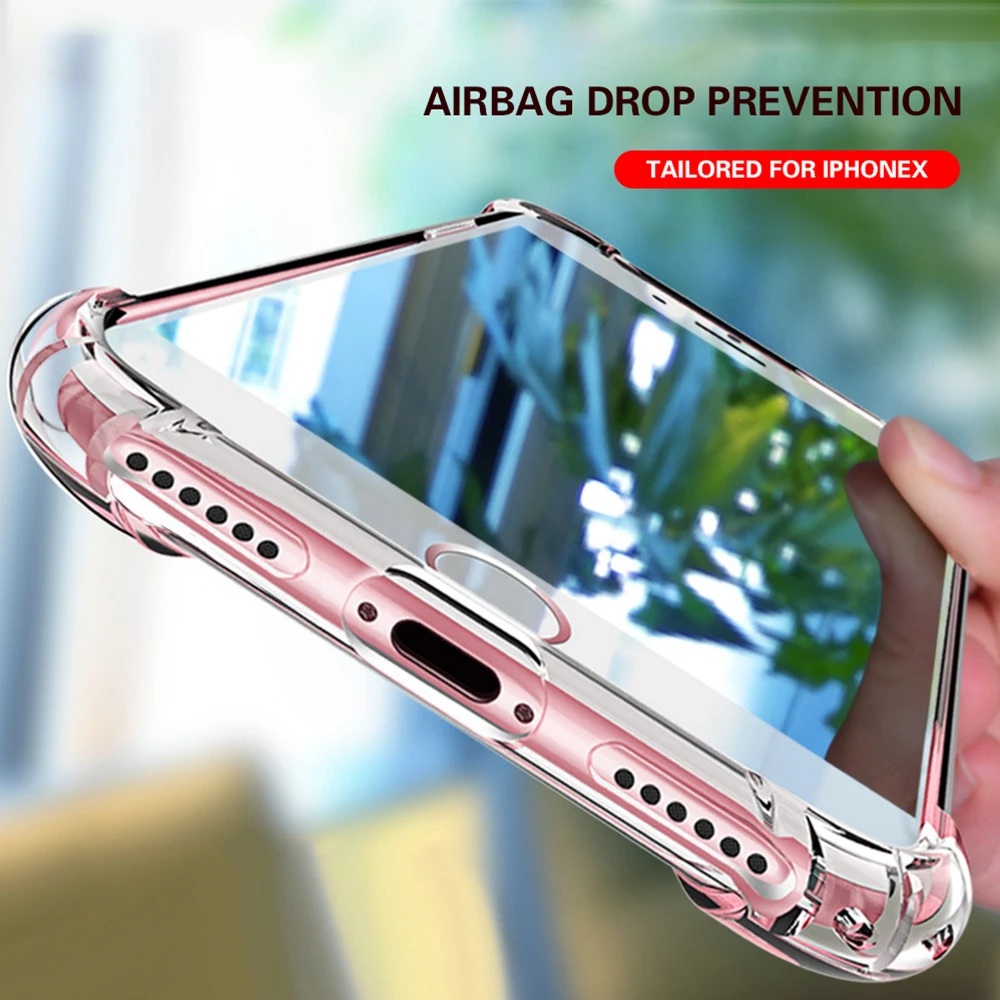 OTAO Luxury Transparent Phone Case For iPhone XS MAX XR X 8 7 6 6s Plus Airbag Drop Cases Ultra-thin TPU Soft Back Cover Coque | Мобильные