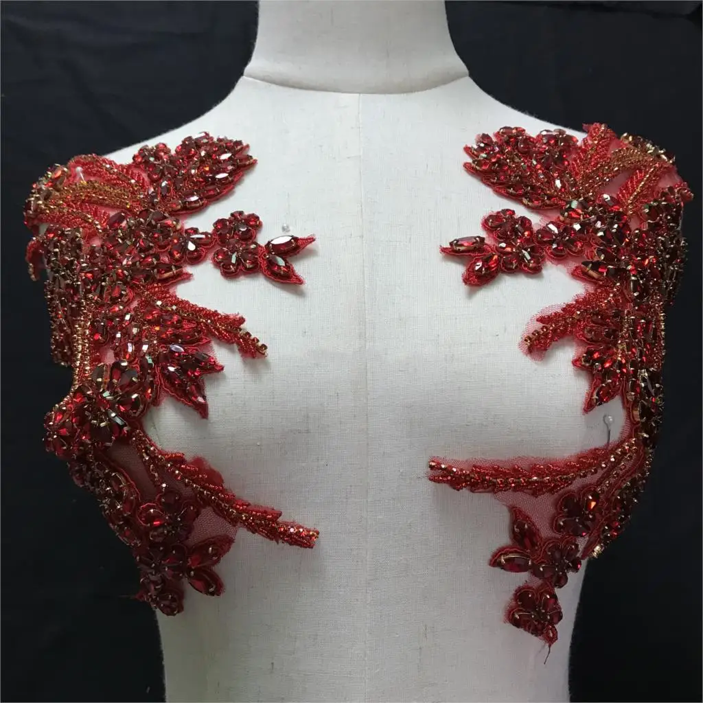 1 пара 2019 Высокое качество Красный ручной работы Свадебный головной убор пояс