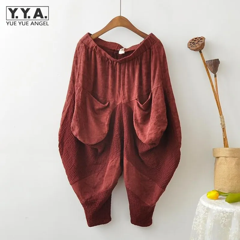 Женские хлопковые и льняные новые свободные мешковатые шаровары Hakama с широкими