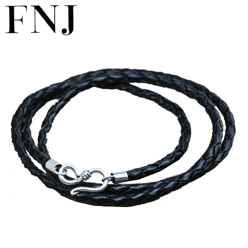 Ожерелье из серебра 925 пробы с цепочкой натуральной кожи|sterling silver necklace|925 sterling