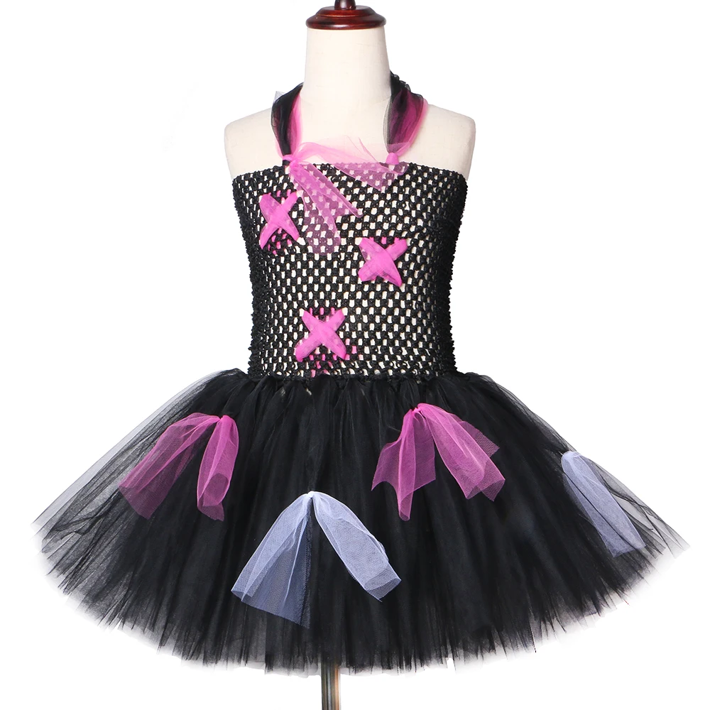 Zombie Girls Tutu Dress Black Scary Monster Theme Halloween Costume for Kids Tulle Carnival Party Dresses Children Clothes | Детская