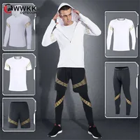 New Breathable Gym Sport Wear Yoga Set Quick Dry Men Hot 5iece Sets Coats+T Shirt+Long Sleeve Tee+Shorts+Pant Outdoor Tracksuits
