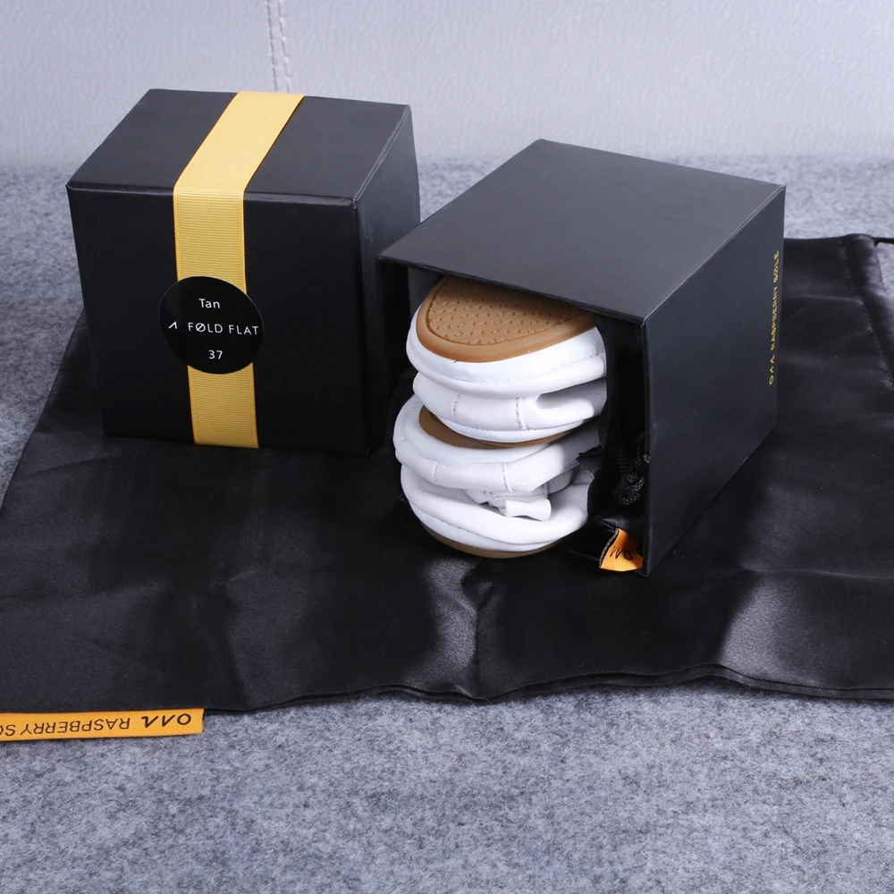 Белый Модный Бренд Балерина Обуви Женщины Кожаные Балетки Складной и