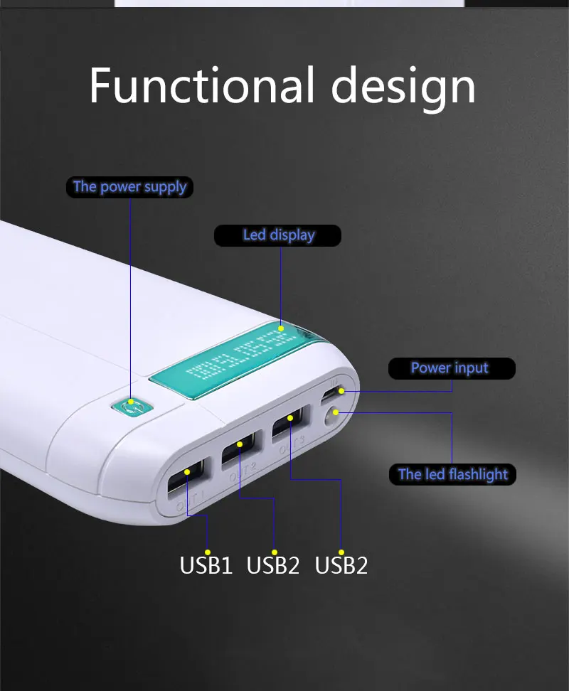 30000 mAh тройной USB Мобильный банк питания светодиодный дисплей с настольным
