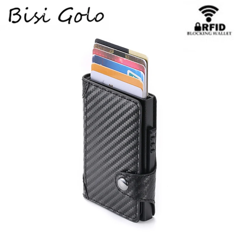 

BISI GORO 2021 Slim Wallet Carbon Fiber PU Leather Pouch for Card Wallet RFID Blocking Men and Women Card Holder for Travel