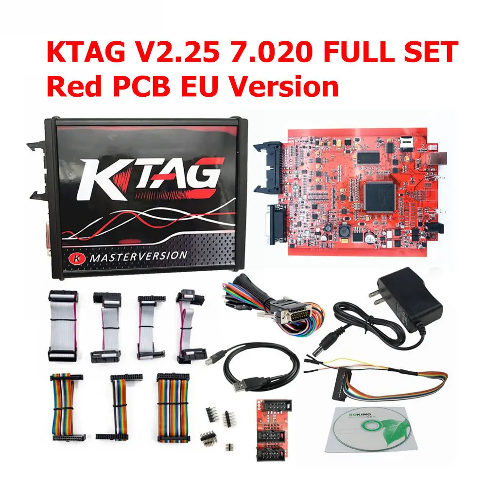 KTAG V7.020 FULL SET Новейшая 4LED красная печатная плата KTAG V7.020 SW2.25 Версия ЕС неограниченный маркер K-TAG 7,020 Многоязычная онлайн версия - Цвет: KTAG V7.020 FULL SET