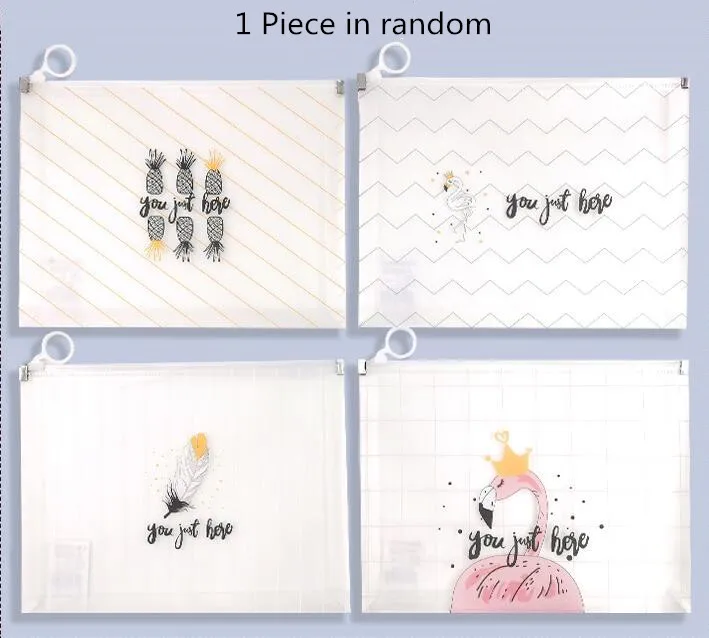 A4 1 Piece in random 1 шт., водонепроницаемая сумка на молнии, Kawaii, единорог, А4, папка для файлов, стол, бумага для документов, органайзер, чехол, для офиса, учебы, сумки для хранения, канцелярские принадлежности - Цвет: A4 1 Piece in random