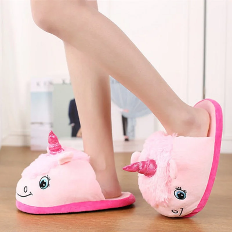 baby unicorn slippers pink warm indoor shoes anti slip slippers