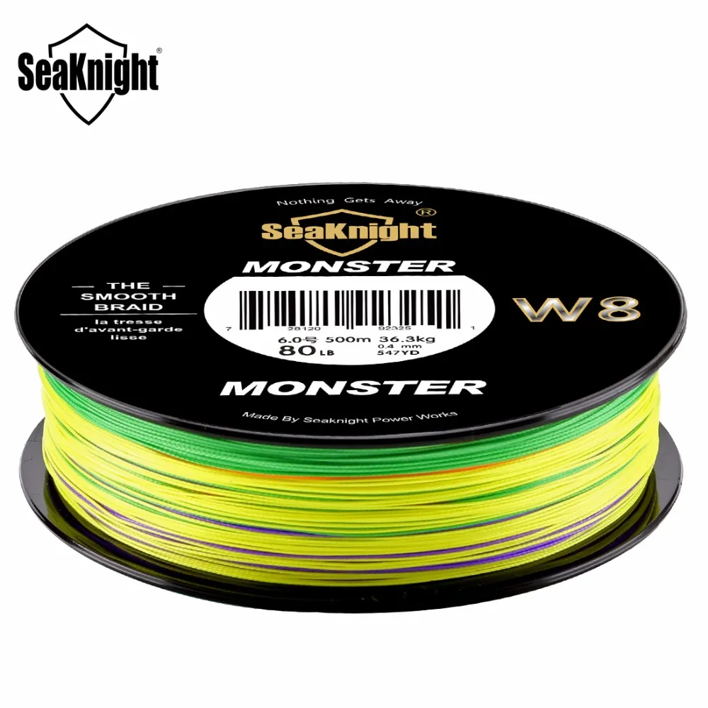 SeaKnight Монстр W8 500 м плетеная рыболовная леска из ПЭ 8 strands супер прочная Широкий