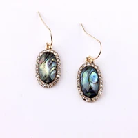 2019 fashion trendy pave rhinestone crystals abalone shell faceted resin stone cute dangle drop earrings for women