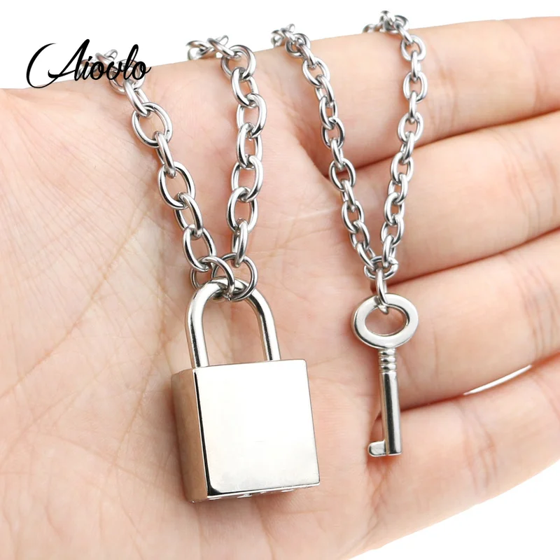 2 шт./лот открывающийся замок панк цепочка из нержавеющей стали рок кулон