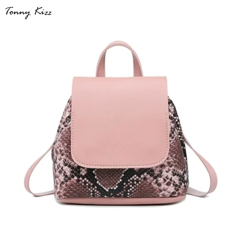 Fashion Women Backpacks Quality Pu Leather School for Teenage Girls serpentine prints female Shoulder Bag Daypack|Женские рюкзаки| |