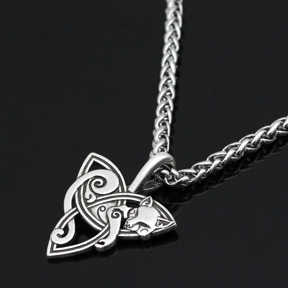 Колье с кулоном в стиле викингов Лисичка Triquetra Fenrir подвеска виде животного