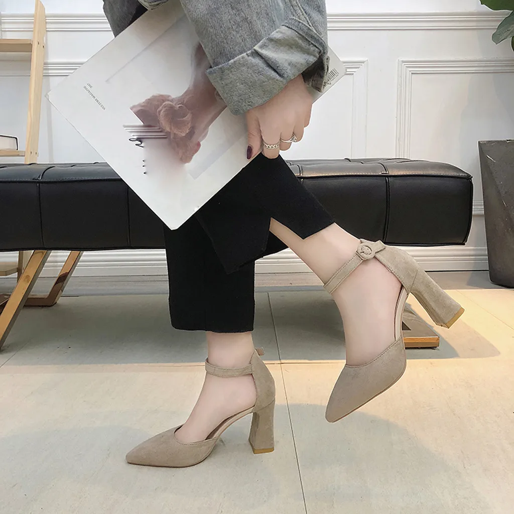 Сандалии SAGACE женские с острым носком туфли закрытым на каблуке пикантная Уличная