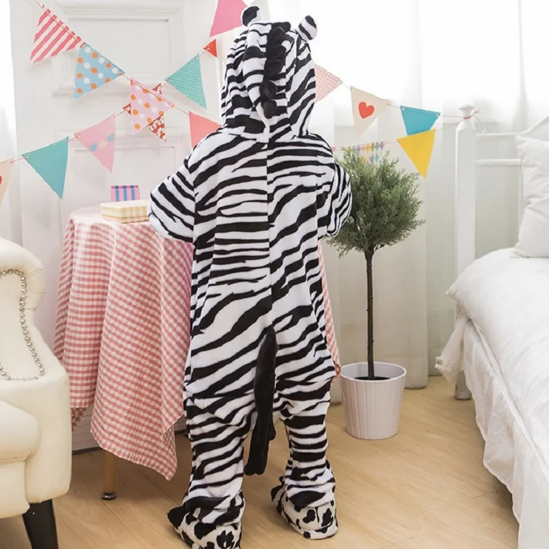 Cute Unicorn Animal Zebra Flannel Pajamas Children soft Onesies Unisex robe baby kids clothes Boys Girls Sleepwear Pyjama | Женская