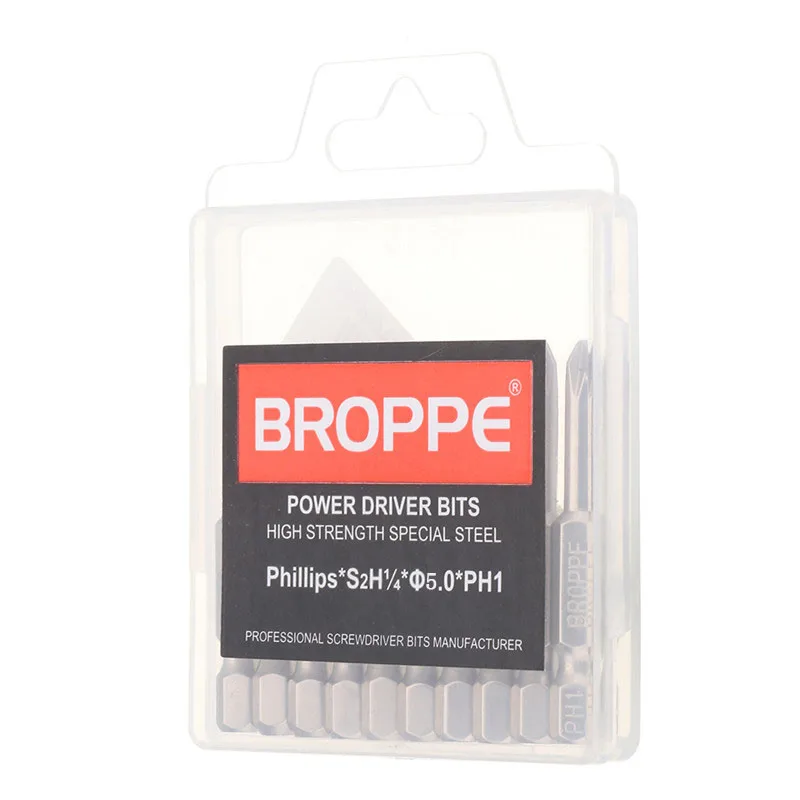 5mm BROPPE 10 шт. PH1 3/4/5/6 мм, отвертка, биты, 1/4 ''шестигранным хвостовиком диаметром 50 мм Магнитная отвертка с крестообразным биты прочный - Цвет: 5mm