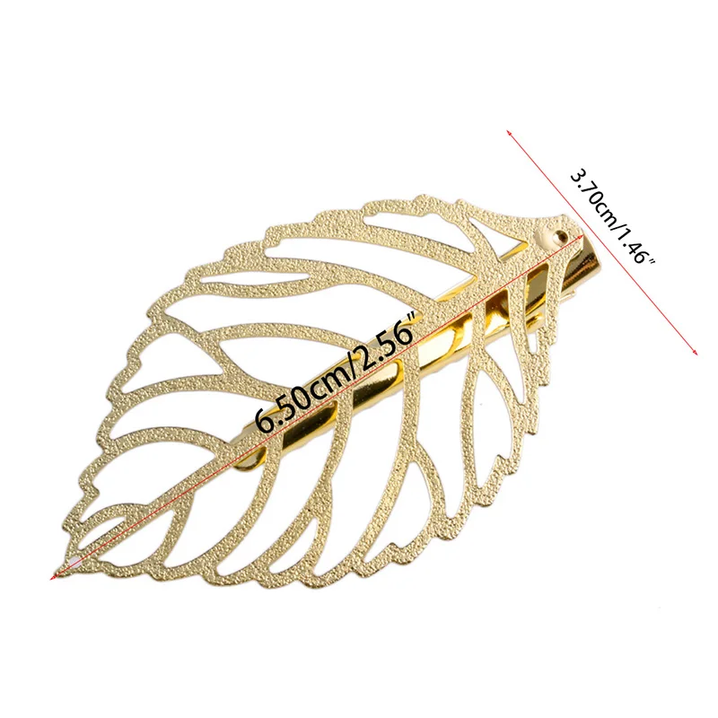 

1Pc Fashion Hollow-Out Metal Leaf Hair Clip Gold Hairpins Women Hair Accessories