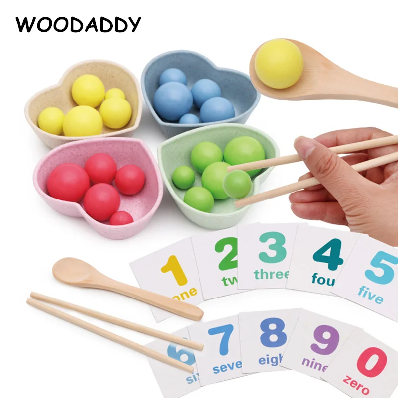 

WOODADDY Mathematics Enlightenment Baby Practise Chopsticks Wooden Toys For Kids Clip Ball Child Math Toys Educational Gifts