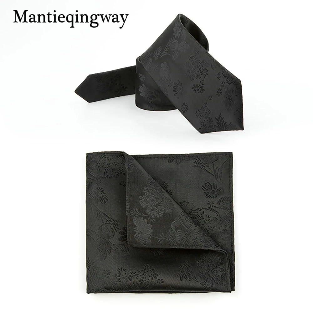 Mantieqingway Бизнес мужские цветочные Hanky галстук комплект для свадьбы полиэстер шеи