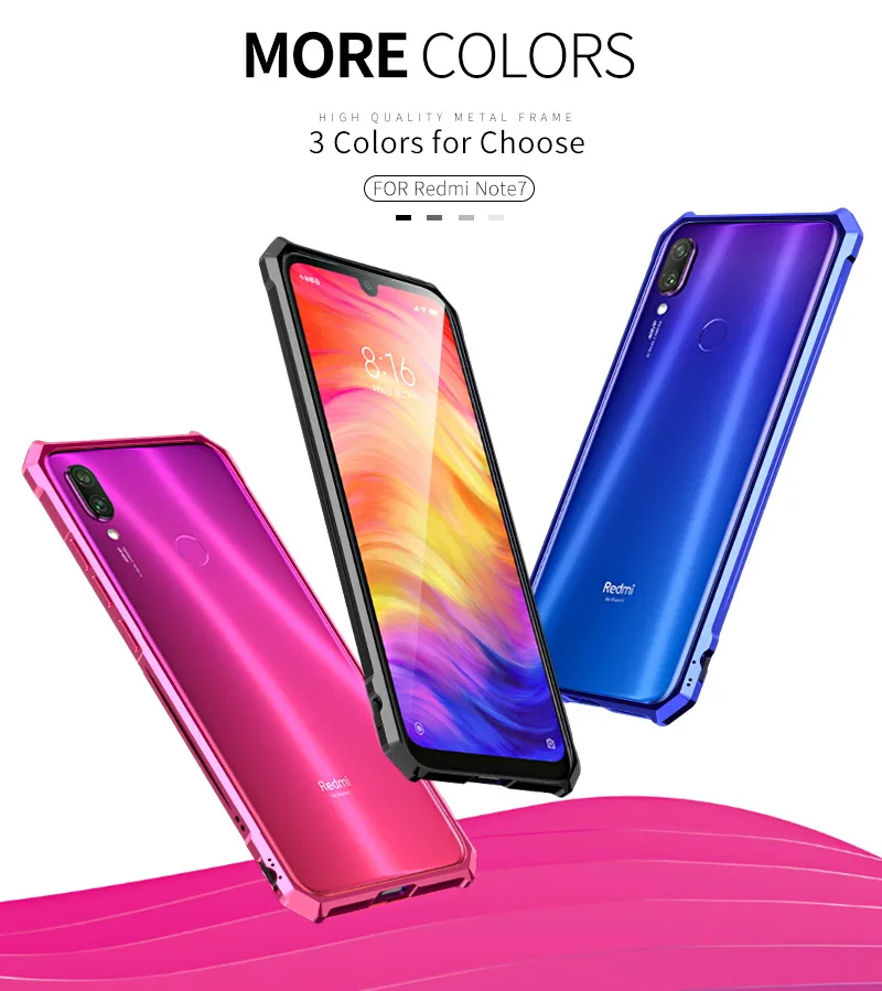 Роскошный высококачественный алюминиевый металлический бампер для Xiaomi Redmi Note 7 Pro Note7 чехол в форме колонки рамка