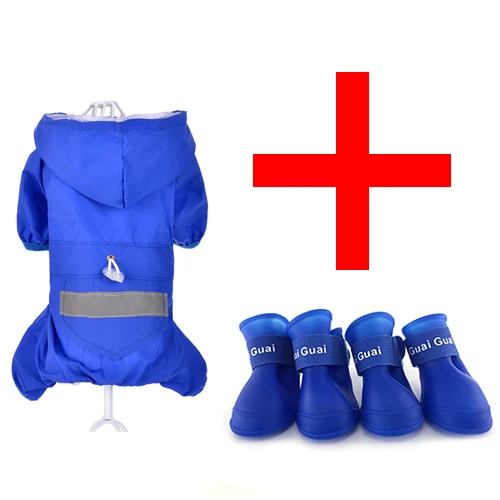 DRESSPET дождевик для собак и обувь для дождливой погоды, набор, комбинация, четыре цвета, дождевик/восемь цветов, непромокаемые сапоги - Цвет: Светло-серый