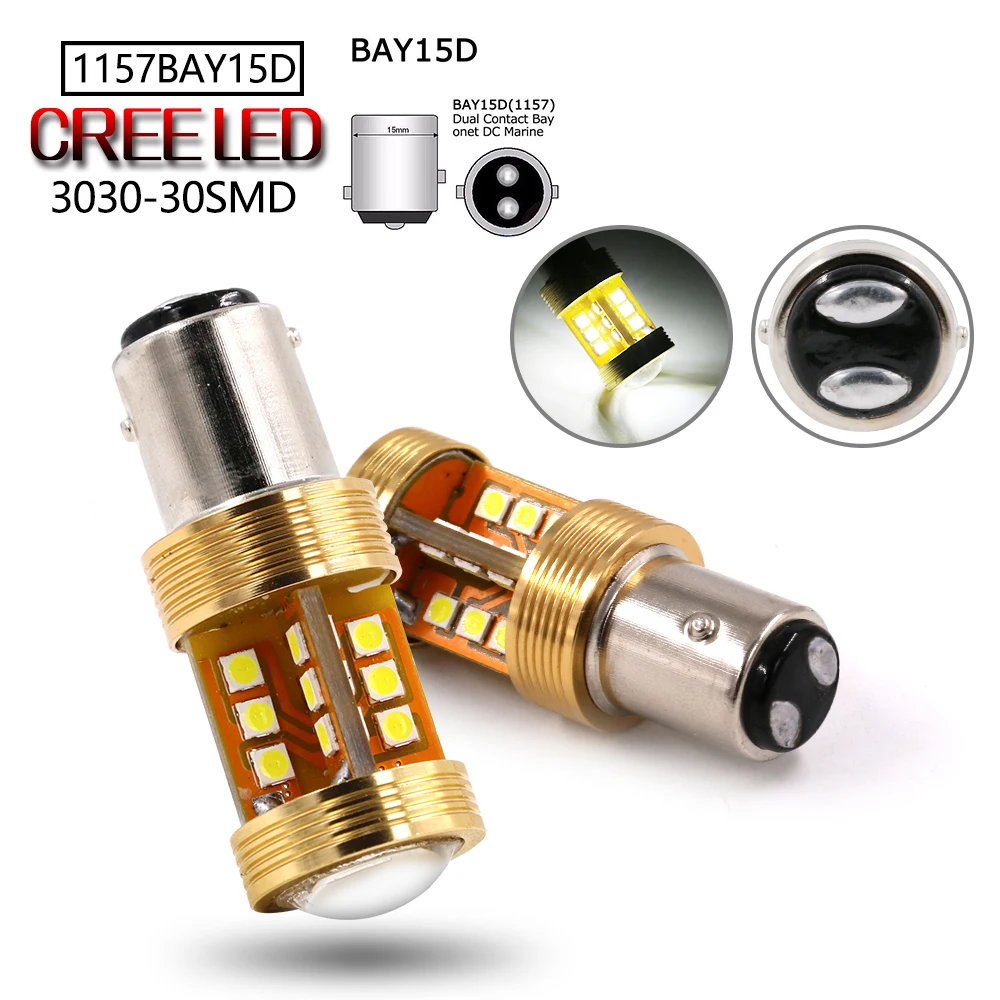 2xhigh яркий S25 BA15D 1157 30 светодиодный Cree чип SMD3030 тормозной светильник стробоскоп 12В