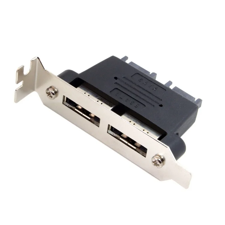 Адаптер с двумя портами SATA 7pin на Esata 7Pin штекер-штекер низкопрофильным кронштейном