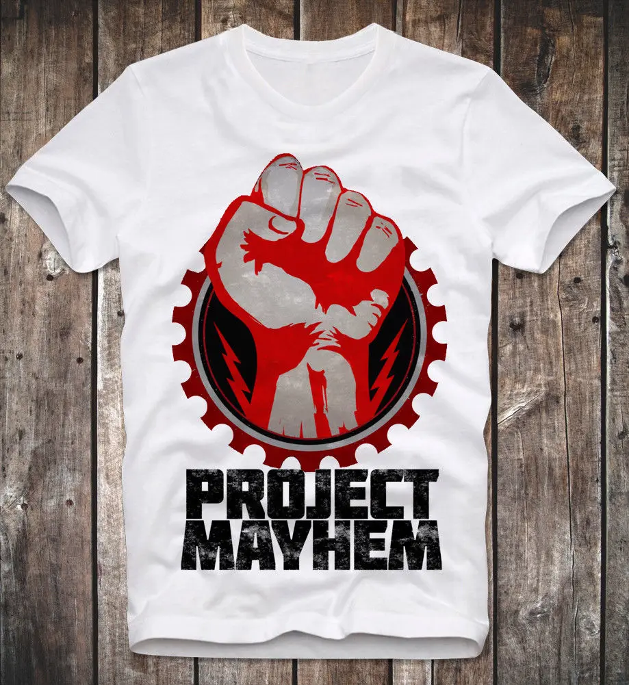 Футболка PROJECT MAYHEM кулак Тайлер дурден армейский клуб бред Питт|Мужские футболки| |