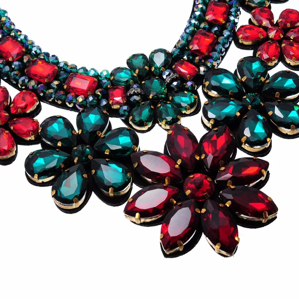 Ювелирные Изделия Цепи Зеленый Красный Стекло Колье Себе Подвеска Биб Ожерелья