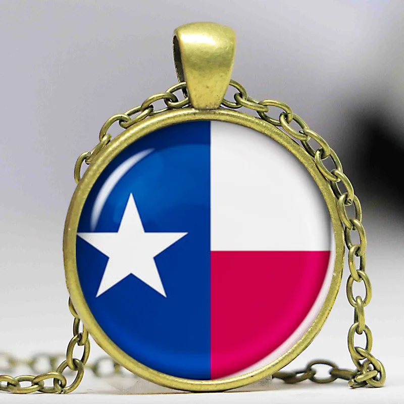 Diy Ювелирный винтажный воротник hechos a mano foto ee. uu. Стеклянный купол bandera de Texas colgante plata