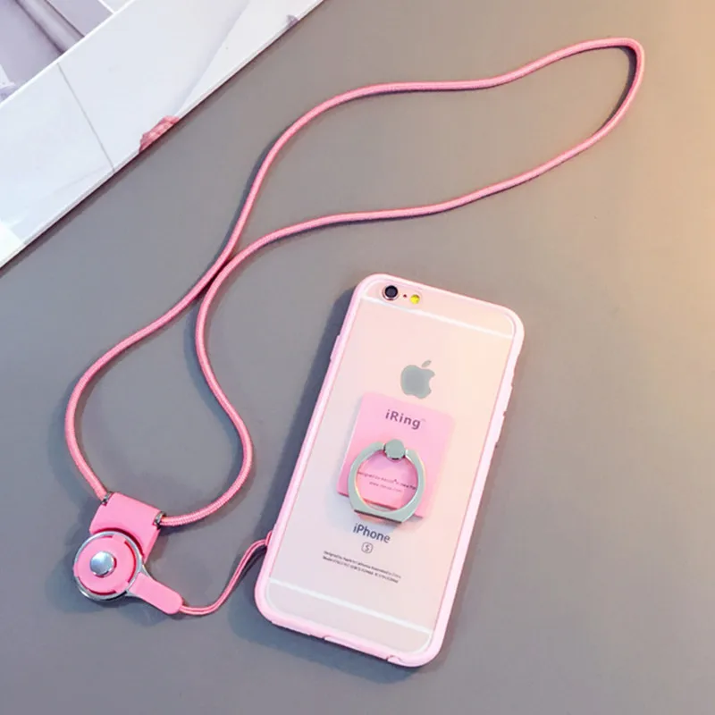 2019 New Phone Case For Iphone 7 plus 6 Plus 6s 6S 5 5S SE Metal Key Chain Finger Ring Holder Stand Neck Lanyard portable |