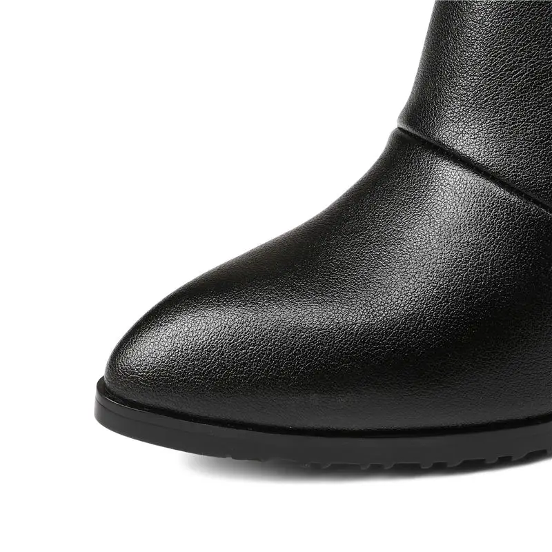 ASUMER FASHION 2020 hoof heels genuien leather boots classic black elegant ankle for women pointed toe high | Обувь