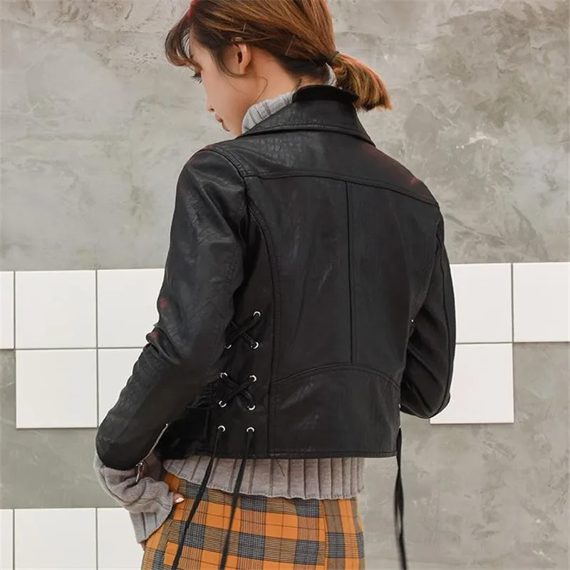 Европейский и американский пояс маленькая кожаная куртка пальто женская