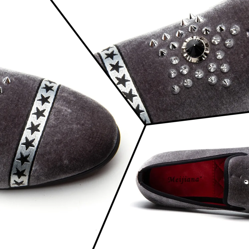 MEIJIANA New Fashion Brand Loafers Men Velvet Dress Shoes Hot Drilling Handmade Luxurious Flats Men's Classic | Обувь