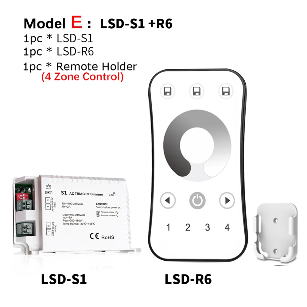Model E Triac Dimmer LED 220V 230V 100V AC Wireless RF Dimmable with 2.4G Remote Dimmer 220V Controller for LED Bulbs Lamps - Цвет: Model E