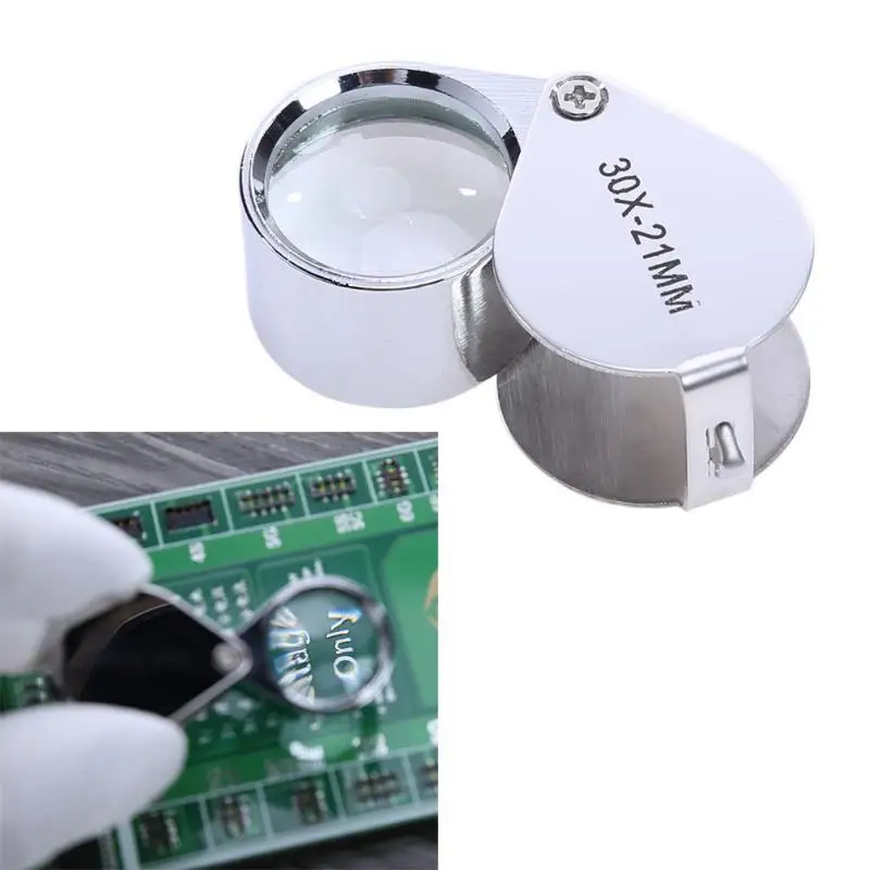 

30X Retractable Jewelers Magnifier 21mm Magnifying Illuminated Jeweler Loupe Folding Magnifier With Exquisite Box