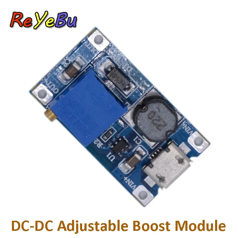 Регулируемый Повышающий Модуль 2А с MICRO USB 2в 24в до 5В 9В 12В 28В MT3608 LM2577|Интегральные