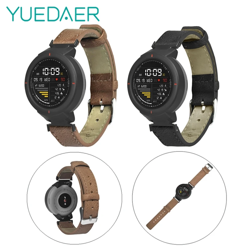 YUEDAER винтажный кожаный ремешок для Xiaomi Amazfit Band смарт-часы полосы бизнес-браслет для Amazfit Verge ремни с металлическими пряжками