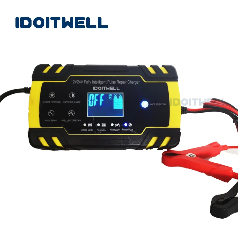 Automatic 12V 24V Motorcycle Car Battery Charger 8A 4A VRLA SLA AGM GEL charger Pulse Repair lead acid battery | Электроника