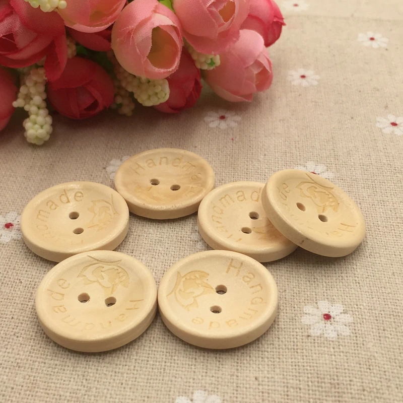 Ремесла деревянные пуговицы дерево цвет ветровка куртка два отверстия 25 мм