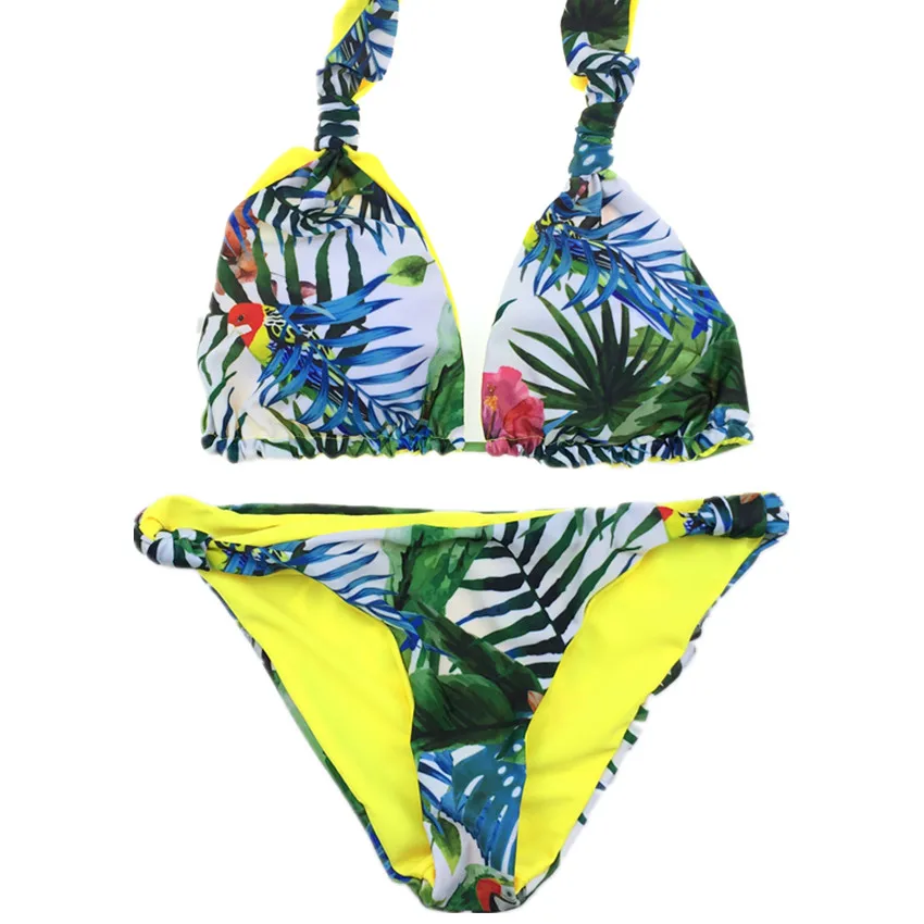 2017 женский купальник с оборками пляжная одежда сексуальный пуш-ап бандо бикини