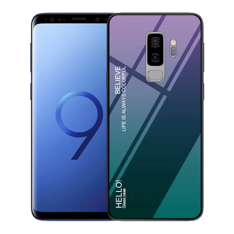 Градиент Стекло чехол для samsung Galaxy J3 J4 J8 J6 плюс J2 Pro J4 Core J3 J5 J7 J1 J5 J7 для задней панели телефона из термопластика чехол - Цвет: purple