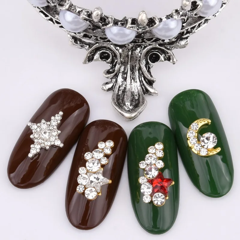 10 шт. 3d-украшения для ногтей украшения Искусство блеск горный хрусталь для драгоценных камней Маникюр Луна корона дизайн аксессуары для ногтей, инструменты LH142-153